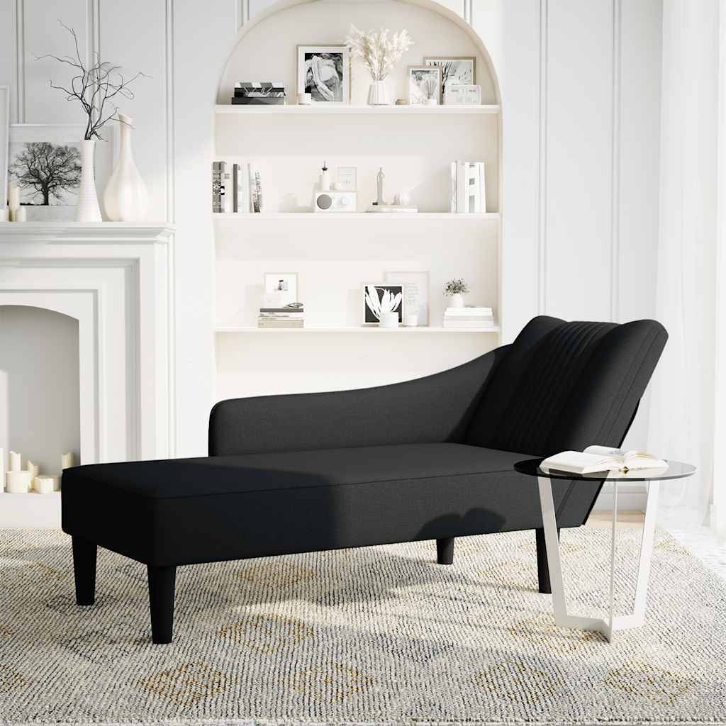 vidaXL Chaiselongue mit Rechter Armlehne Schwarz Stoff