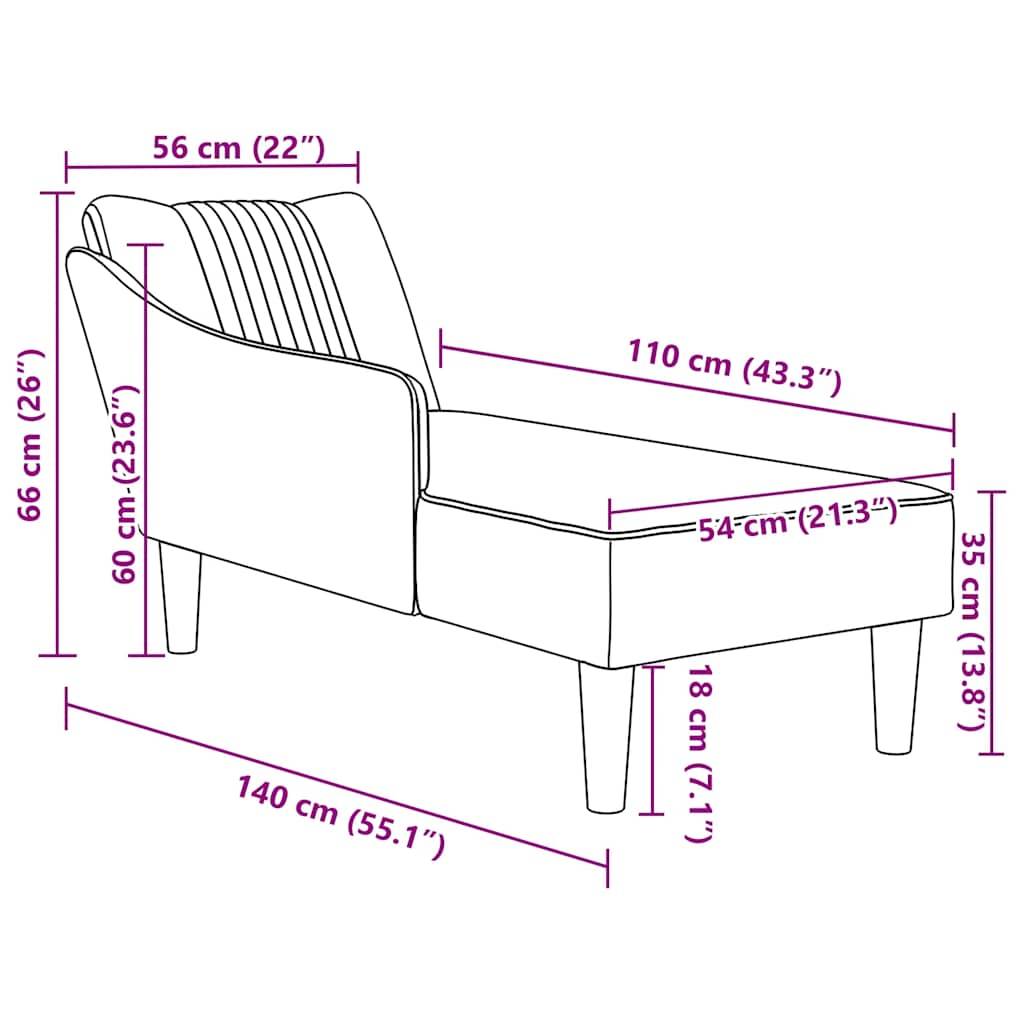 vidaXL Chaiselongue mit Rechter Armlehne Creme Samt