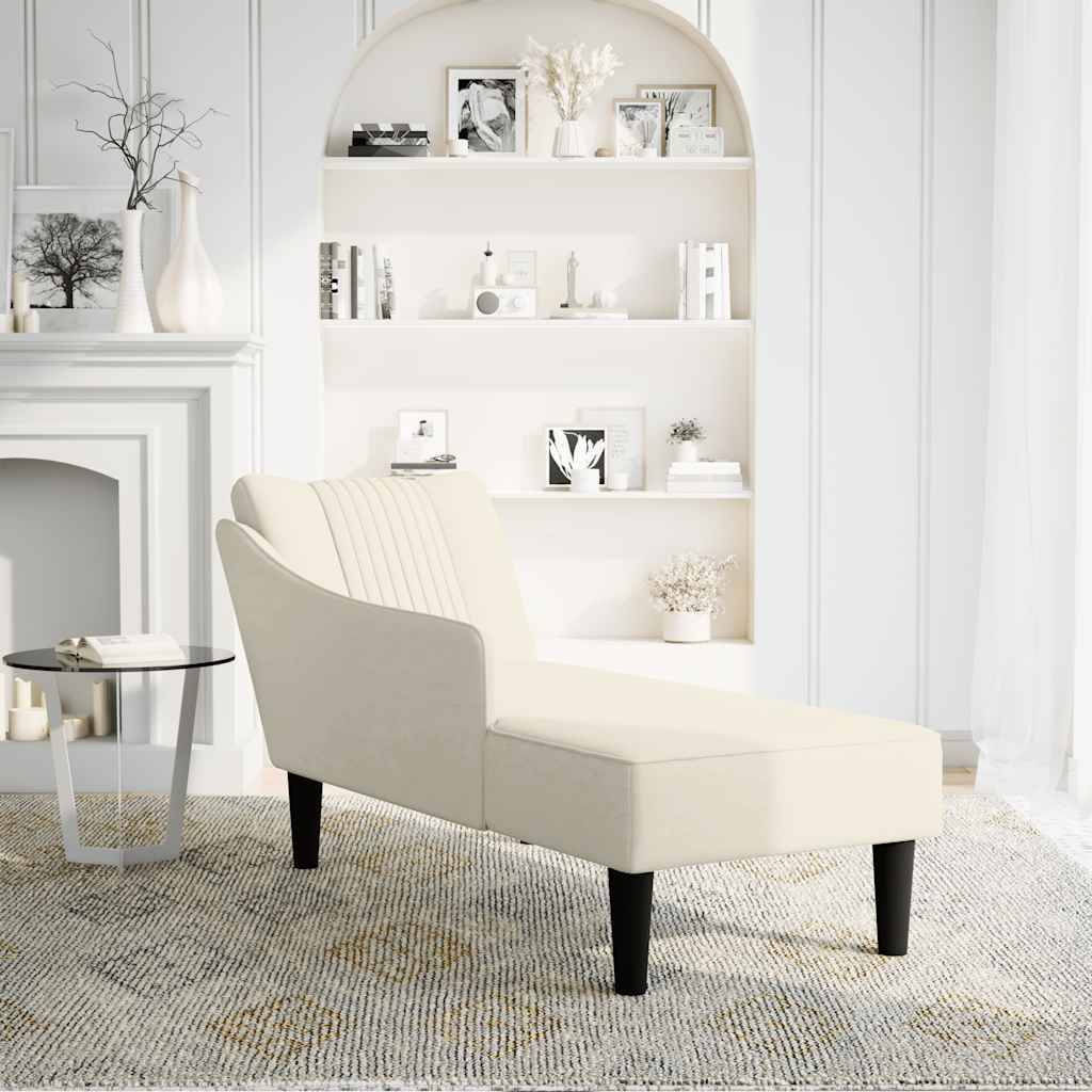vidaXL Chaiselongue mit Rechter Armlehne Creme Samt