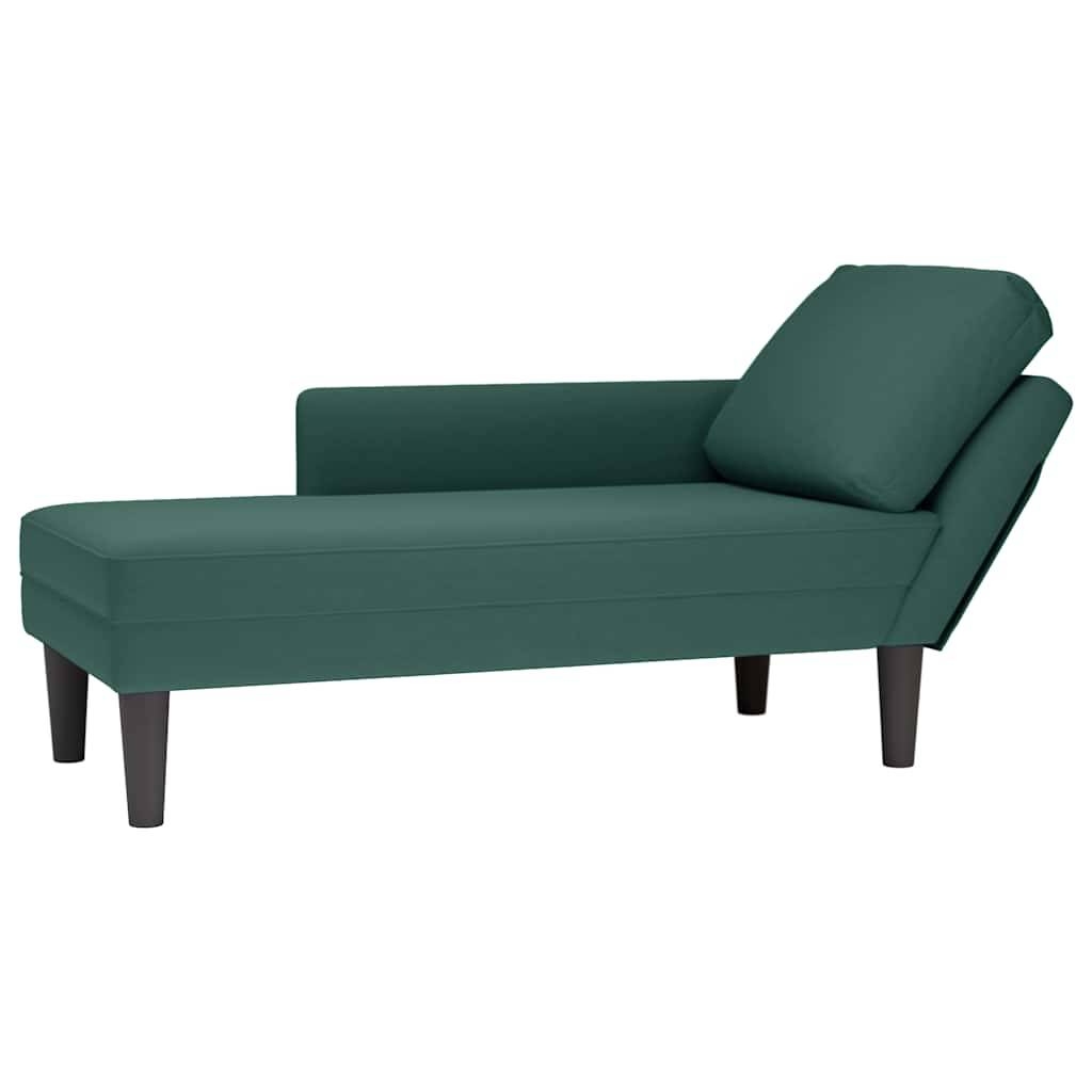 vidaXL Chaiselongue mit Kissen und Rechter Armlehne Dunkelgrün Samt