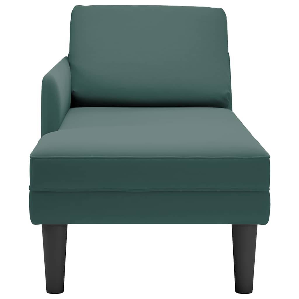 vidaXL Chaiselongue mit Kissen und Rechter Armlehne Dunkelgrün Samt