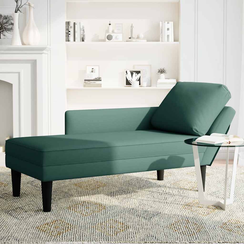 vidaXL Chaiselongue mit Kissen und Rechter Armlehne Dunkelgrün Samt