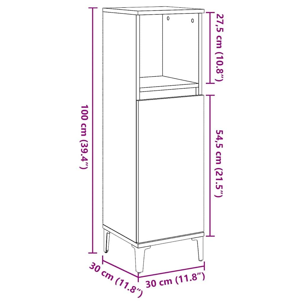 vidaXL Badschrank Betongrau 30x30x100 cm Holzwerkstoff