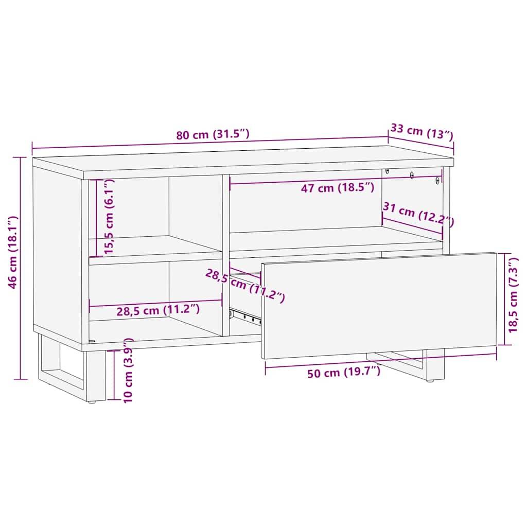 vidaXL TV-Schrank 80x33x46 cm Massivholz Mango