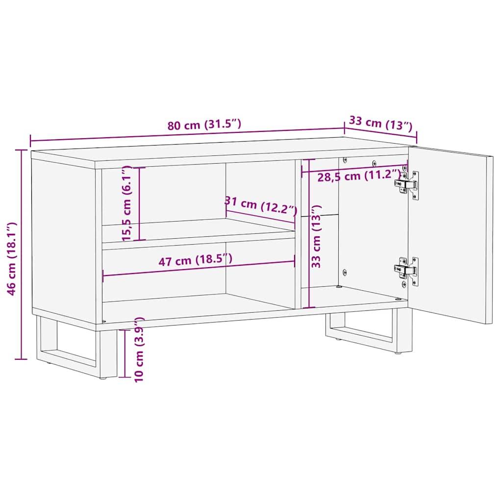 vidaXL TV-Schrank 80x33x46 cm Massivholz Mango