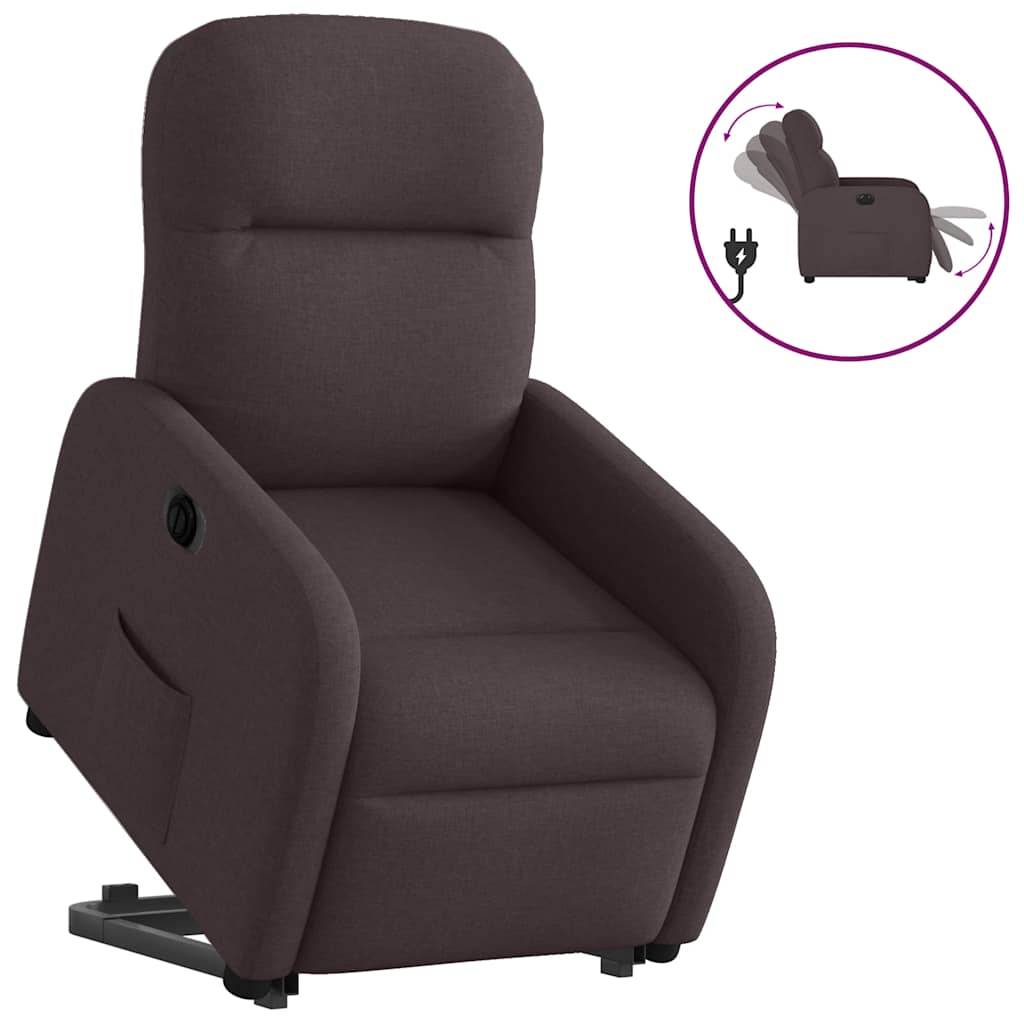 vidaXL Relaxsessel mit Aufstehhilfe Elektrisch Dunkelbraun Stoff