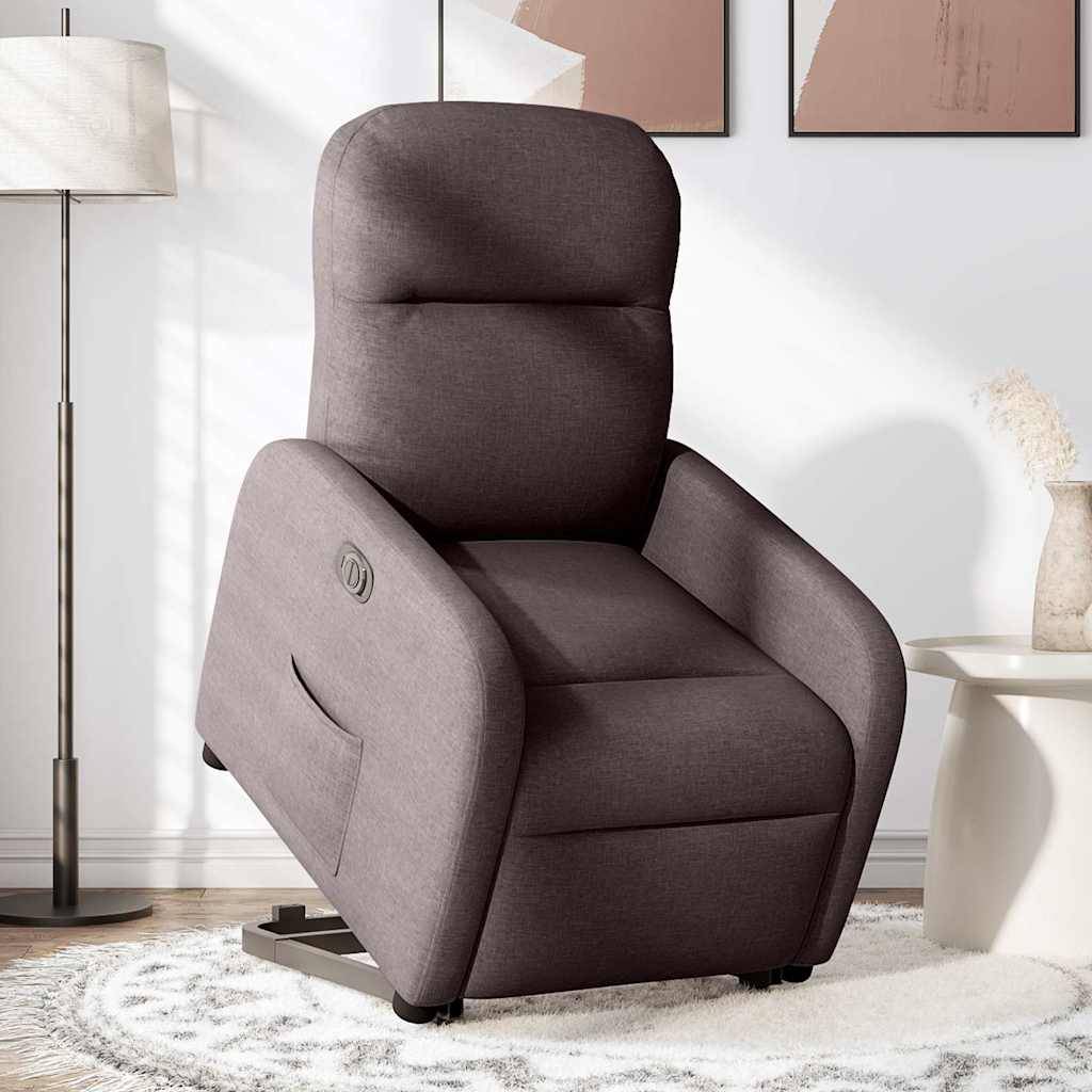 vidaXL Relaxsessel mit Aufstehhilfe Elektrisch Dunkelbraun Stoff