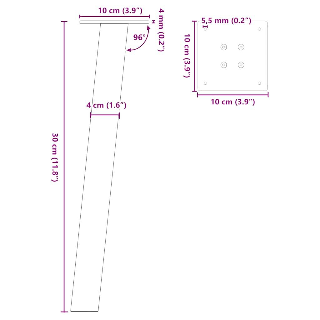 vidaXL Couchtischbeine 4 Stk. Anthrazit 30 cm Stahl