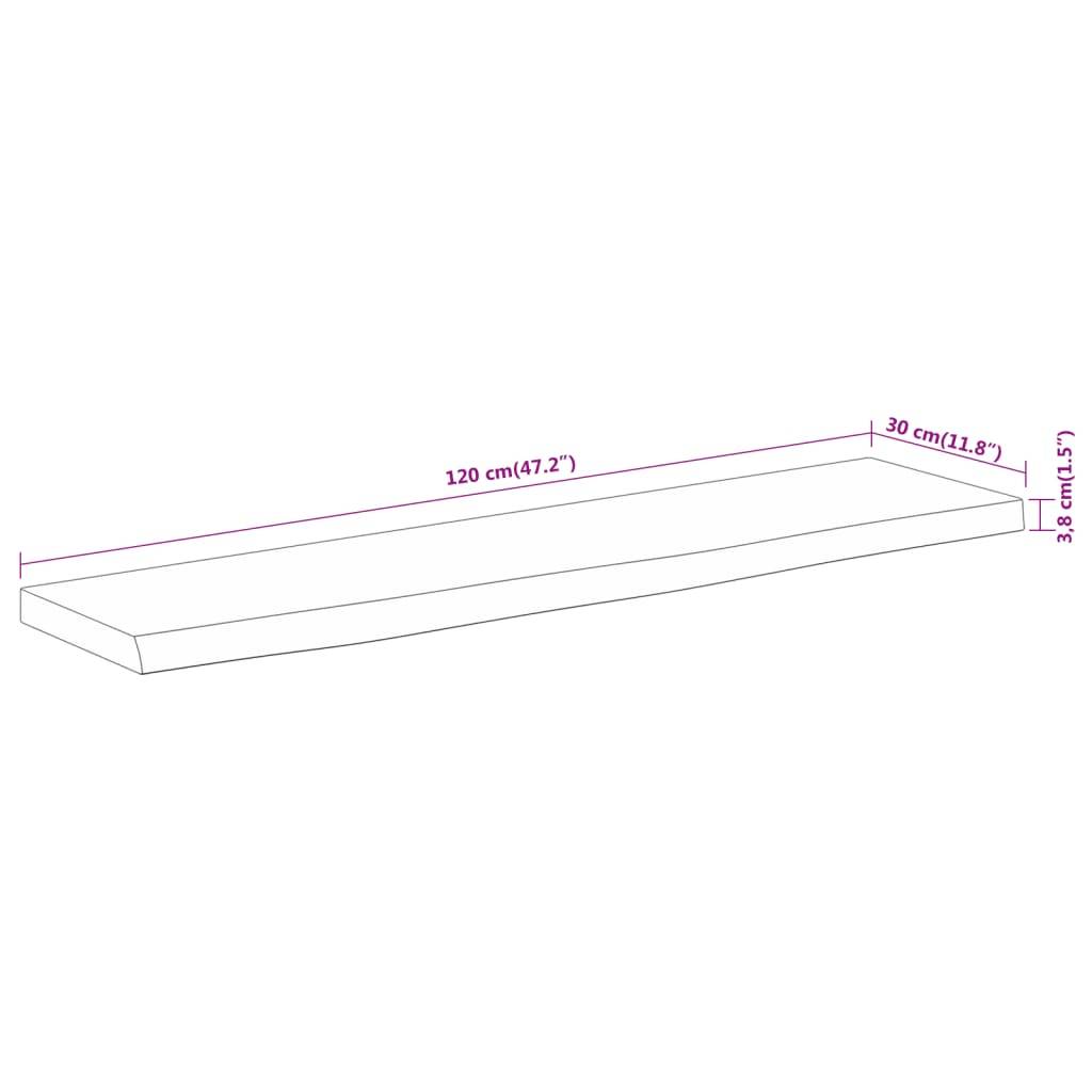 vidaXL Wandregal 120x30x3,8 cm Rechteckig Massivholz Akazie Baumkante