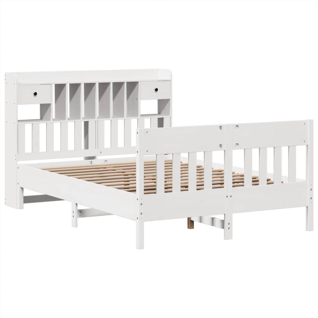 vidaXL Massivholzbett ohne Matratze Weiß 140x200 cm Kiefernholz