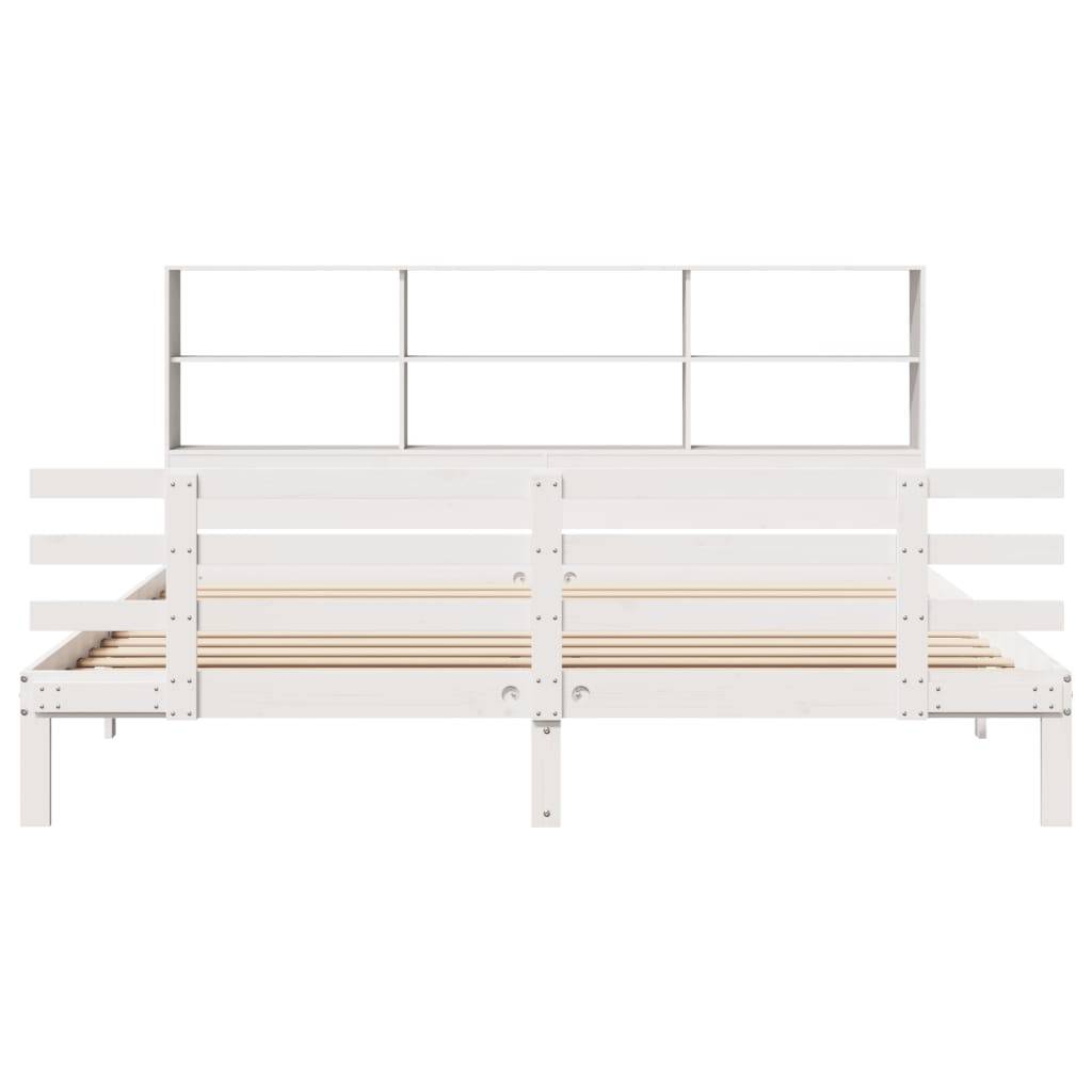 vidaXL Massivholzbett mit Regal ohne Matratze Weiß 180x200 cm Kiefer