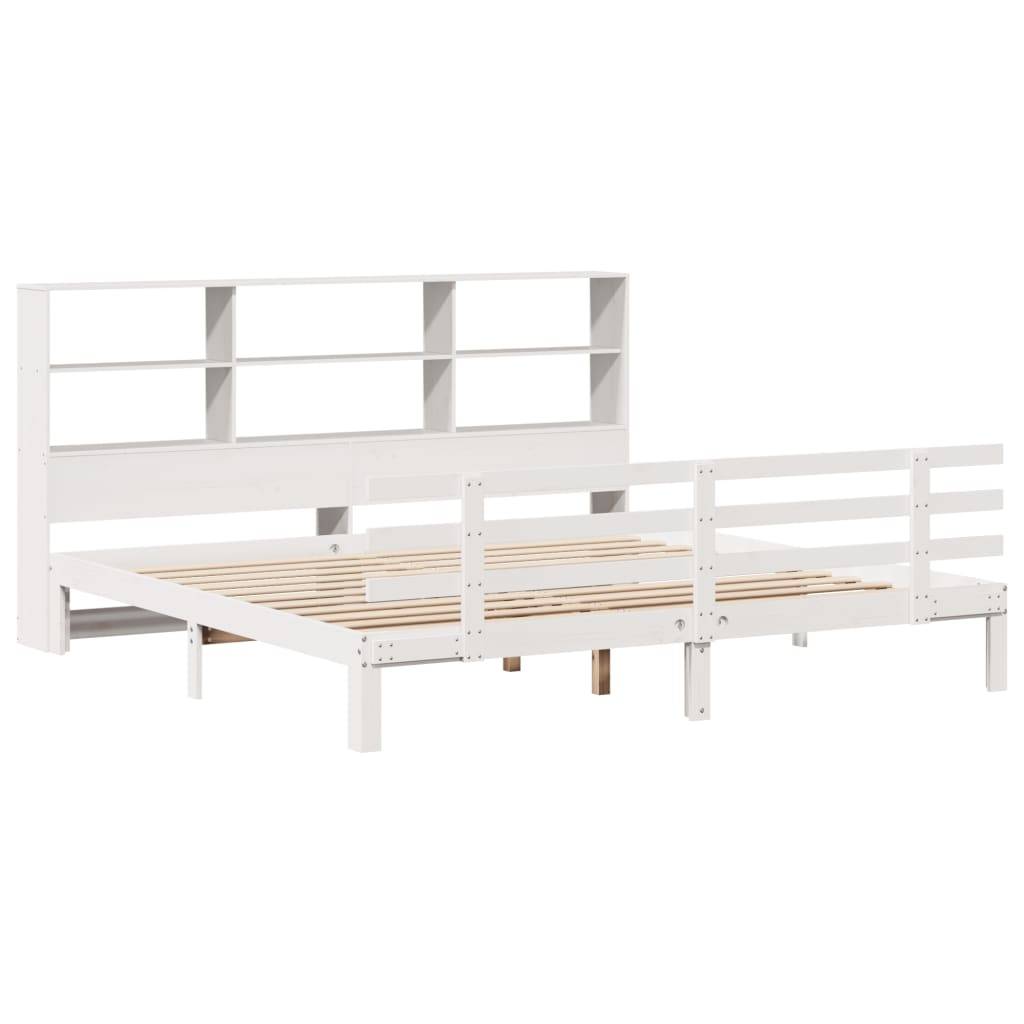 vidaXL Massivholzbett mit Regal ohne Matratze Weiß 180x200 cm Kiefer