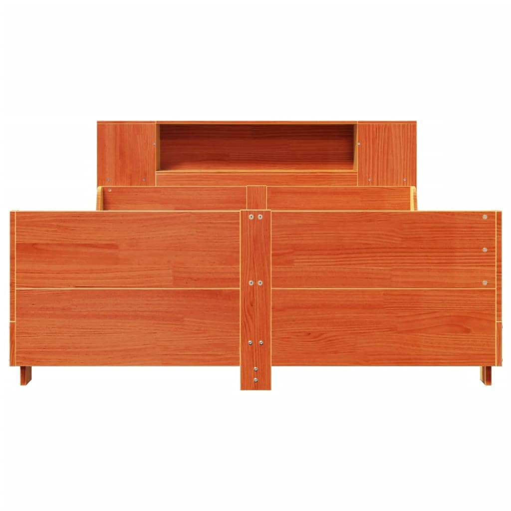 vidaXL Massivholzbett ohne Matratze Wachsbraun 140x200 cm Kiefernholz