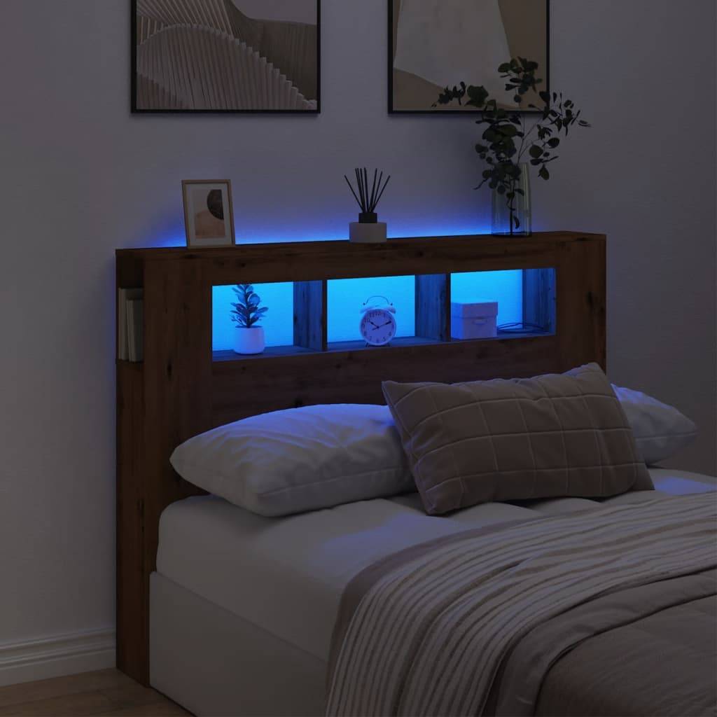 vidaXL LED-Kopfteil Artisan-Eiche 140x18,5x103,5 cm Holzwerkstoff