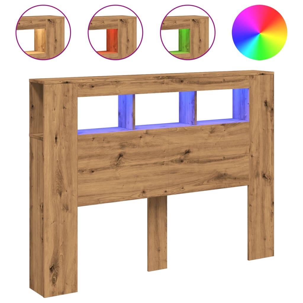 vidaXL LED-Kopfteil Artisan-Eiche 140x18,5x103,5 cm Holzwerkstoff