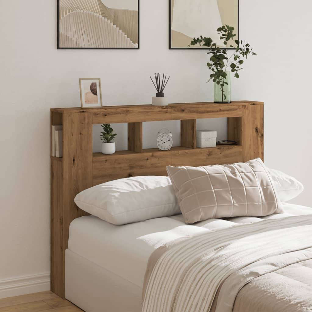 vidaXL LED-Kopfteil Artisan-Eiche 140x18,5x103,5 cm Holzwerkstoff