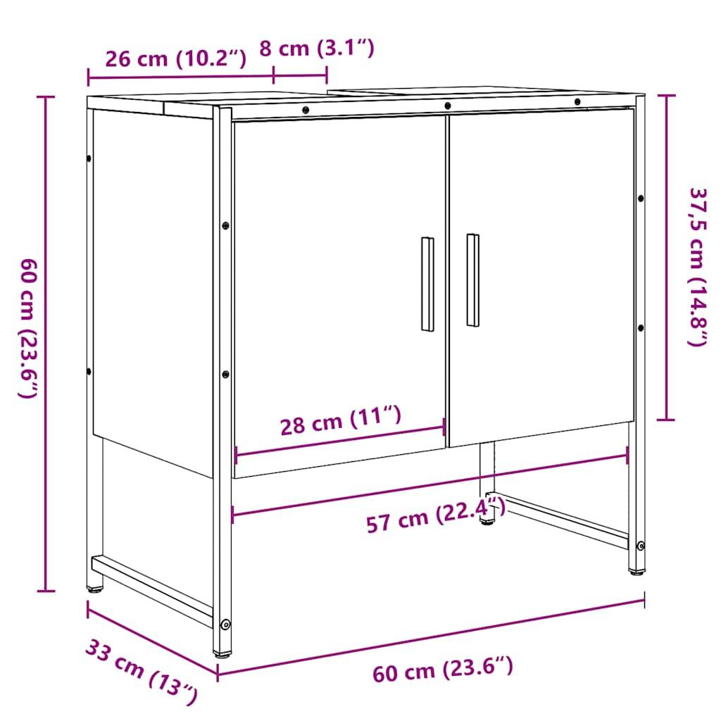 vidaXL Waschbeckenunterschrank Altholz-Optik 60x33x60 cm Holzwerkstoff