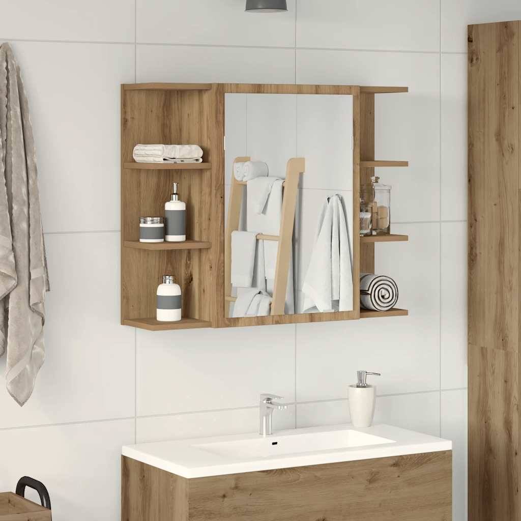 vidaXL Bad-Spiegelschrank Artisan-Eiche 80x20,5x64cm Holzwerkstoff