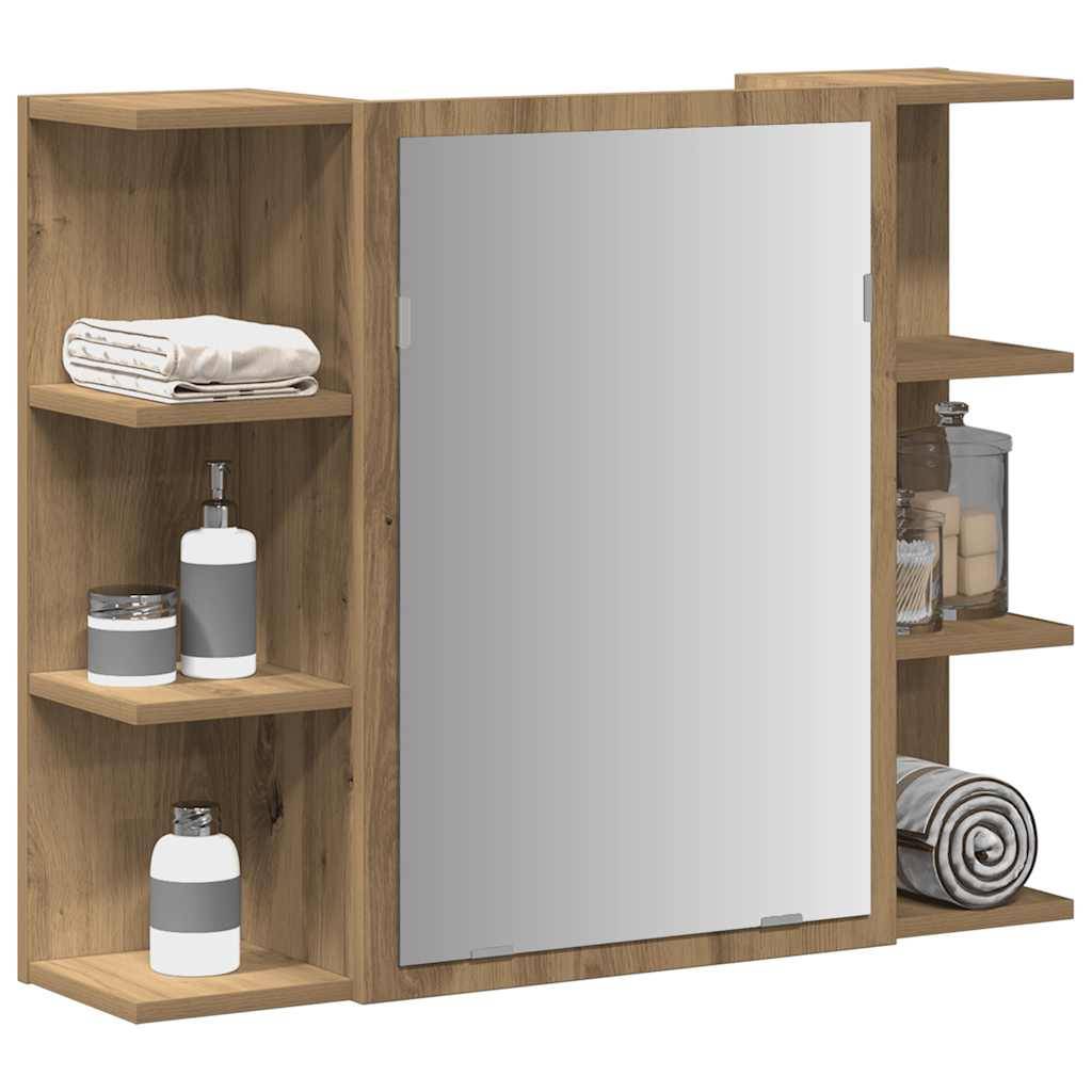 vidaXL Bad-Spiegelschrank Artisan-Eiche 80x20,5x64cm Holzwerkstoff
