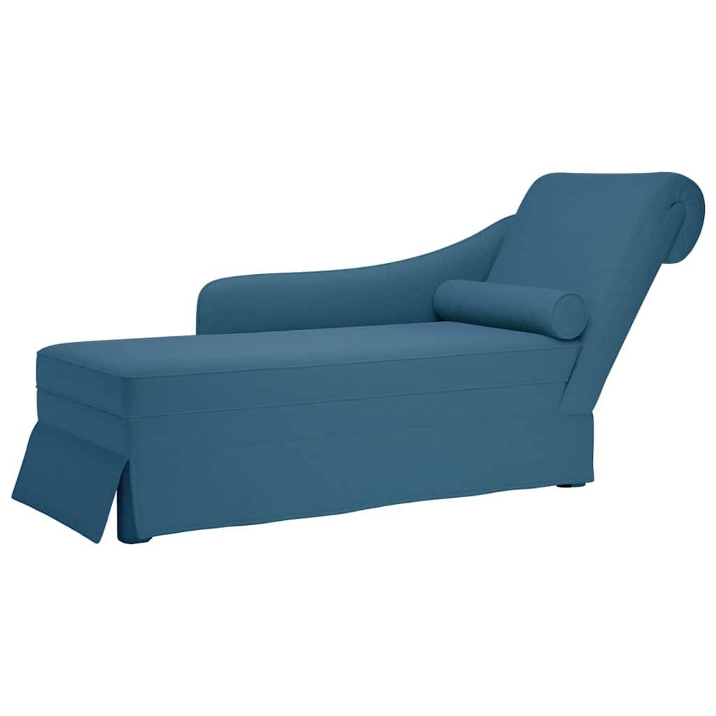 vidaXL Chaiselongue mit Nackenrolle und Rechter Armlehne Blau Samt