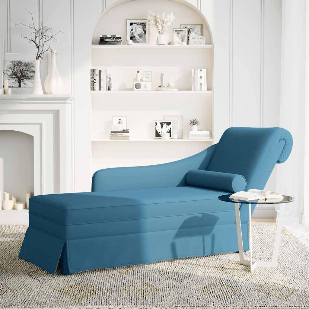 vidaXL Chaiselongue mit Nackenrolle und Rechter Armlehne Blau Samt