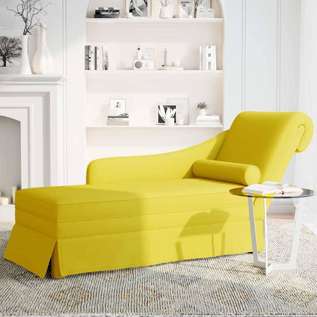 vidaXL Chaiselongue mit Nackenrolle und Rechter Armlehne Gelb Samt