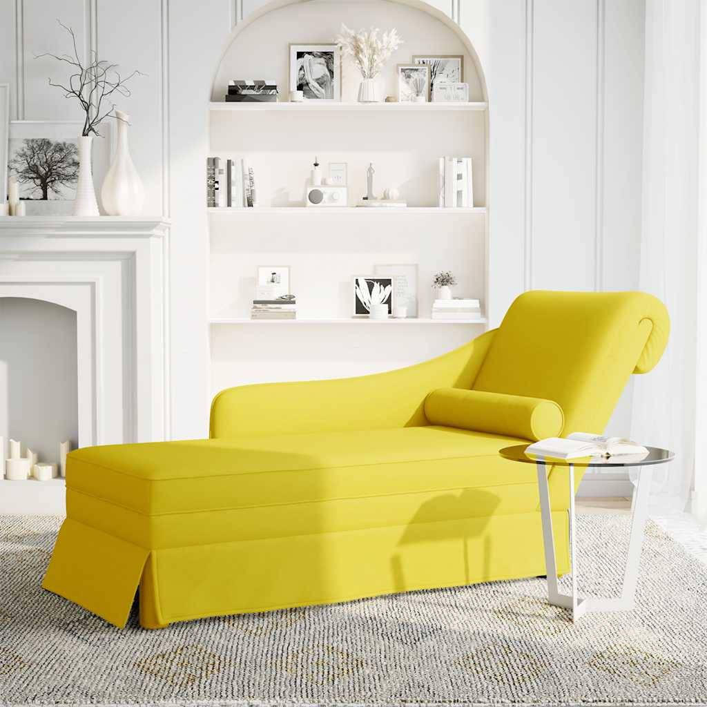 vidaXL Chaiselongue mit Nackenrolle und Rechter Armlehne Gelb Samt