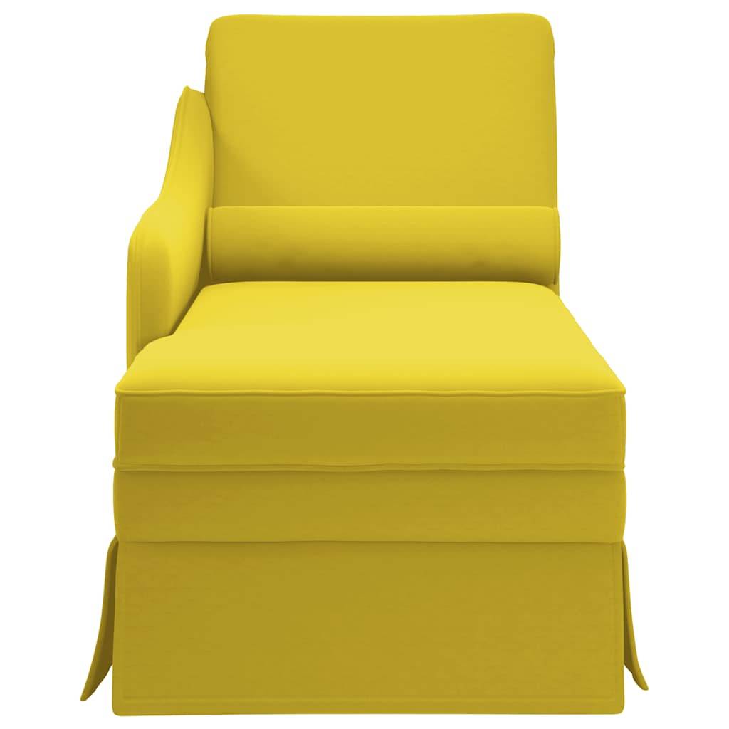 vidaXL Chaiselongue mit Nackenrolle und Rechter Armlehne Gelb Samt