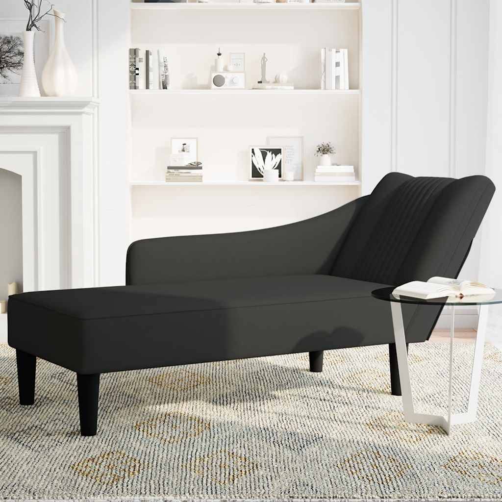 vidaXL Chaiselongue mit Rechter Armlehne Schwarz Samt