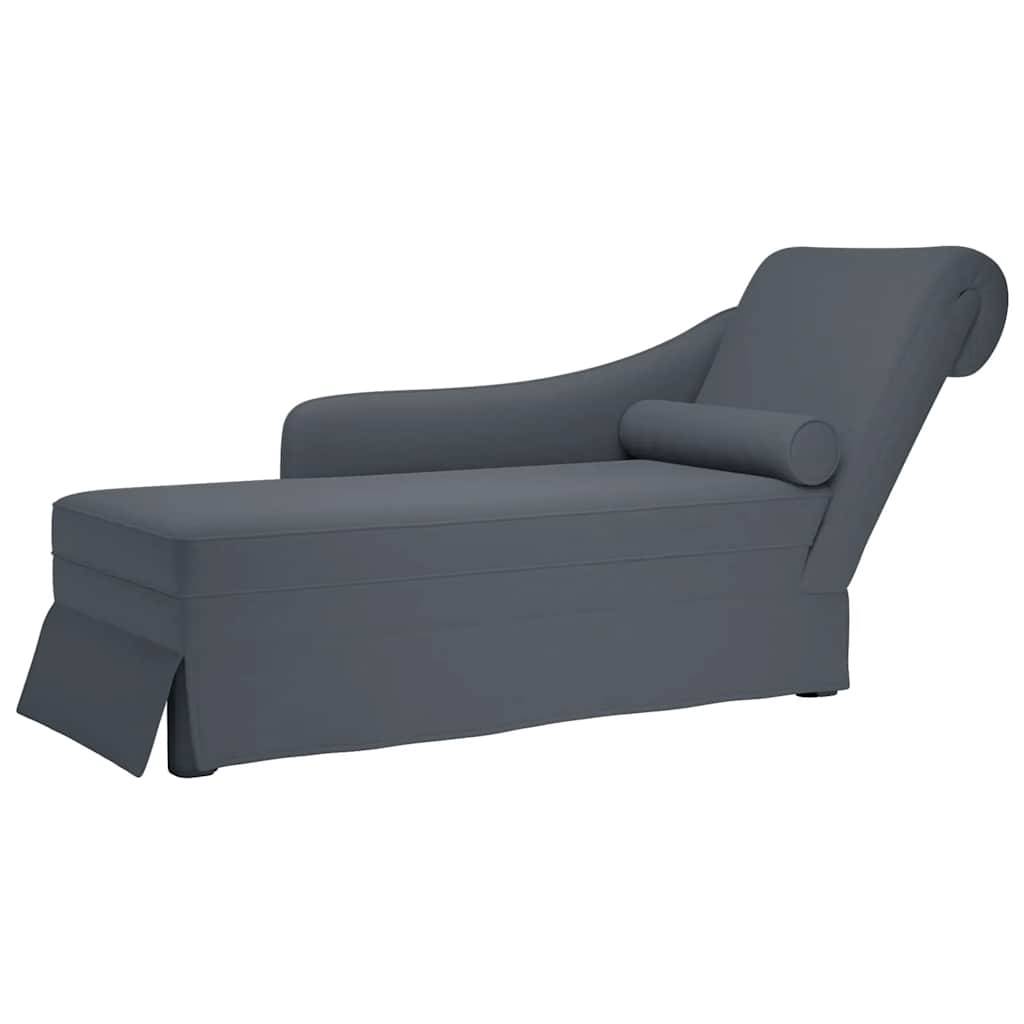 vidaXL Chaiselongue mit Nackenrolle Rechter Armlehne Dunkelgrau Samt