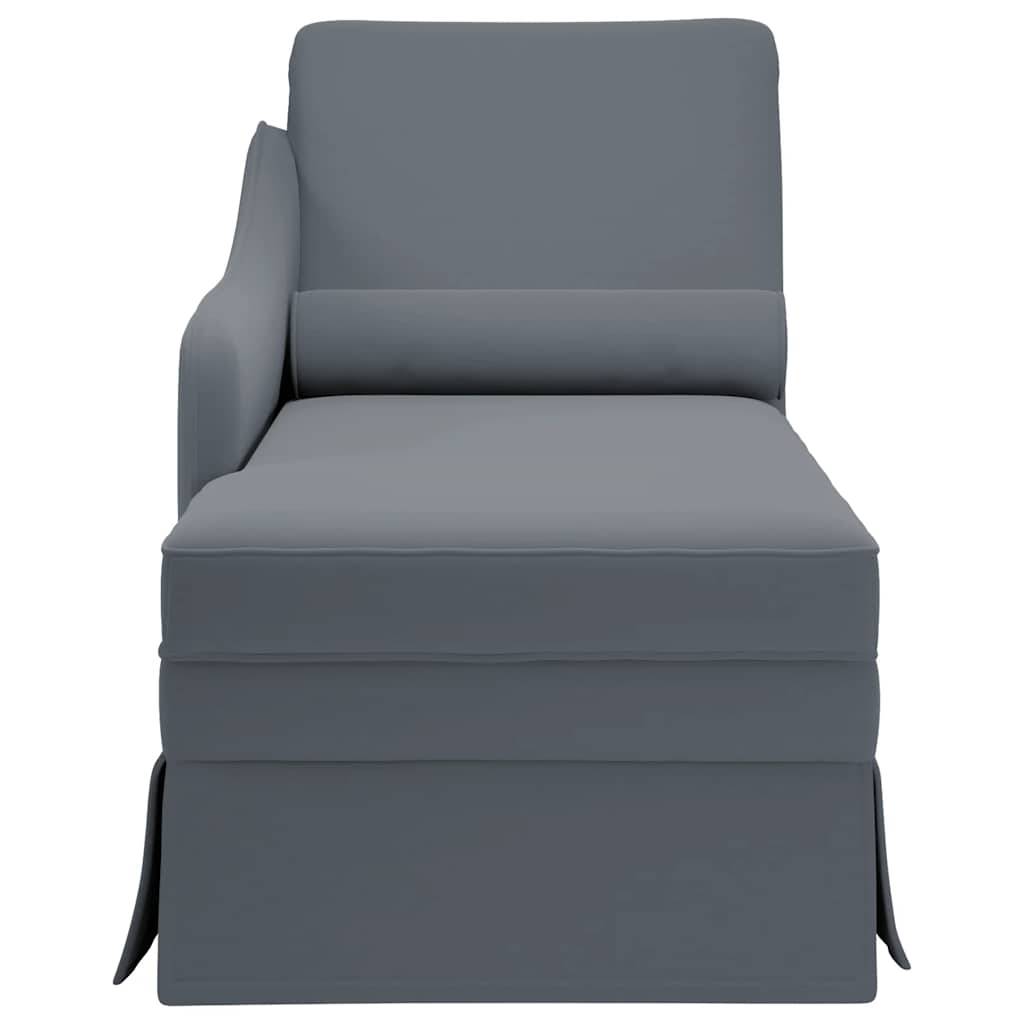 vidaXL Chaiselongue mit Nackenrolle Rechter Armlehne Dunkelgrau Samt