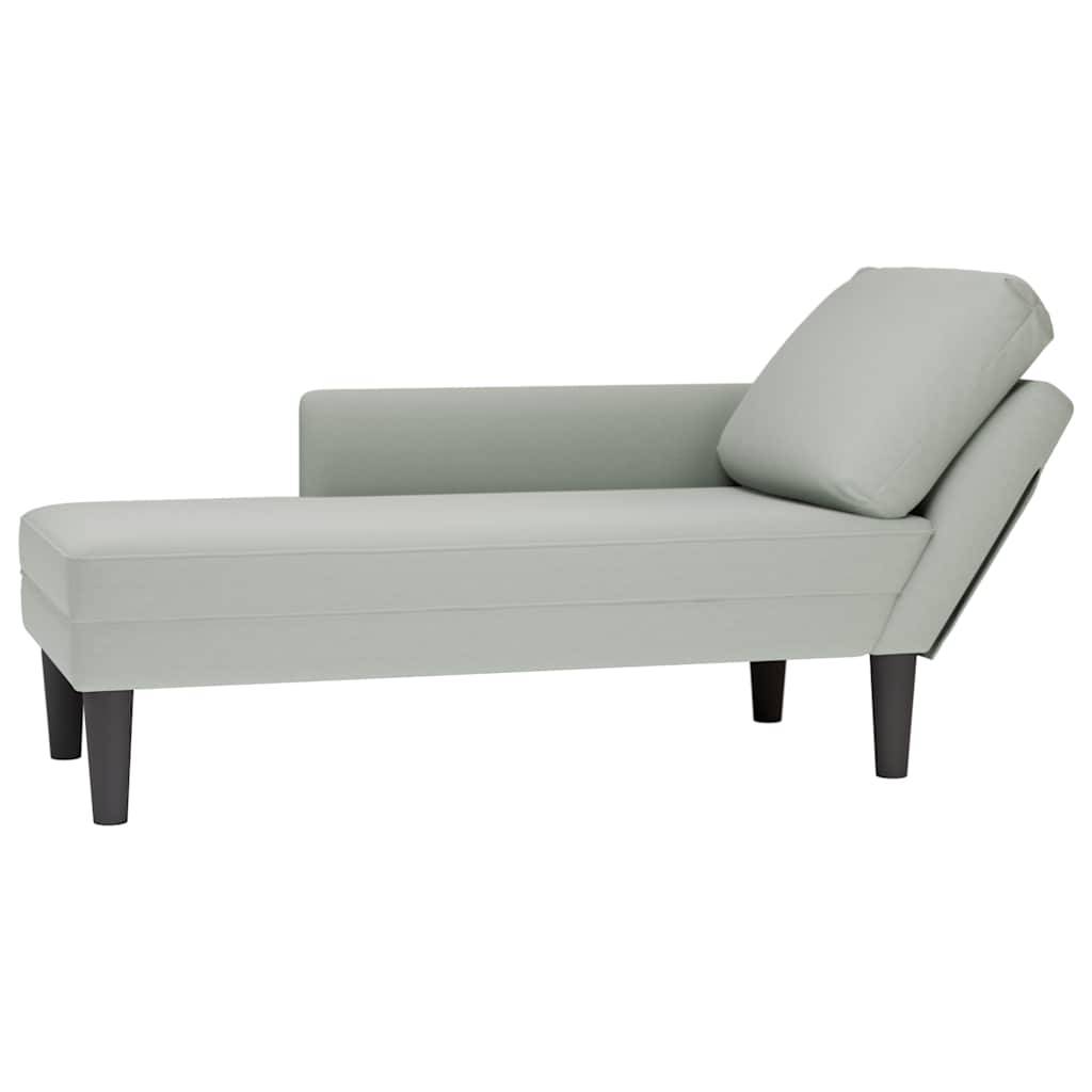 vidaXL Chaiselongue mit Kissen und Rechter Armlehne Hellgrau Samt