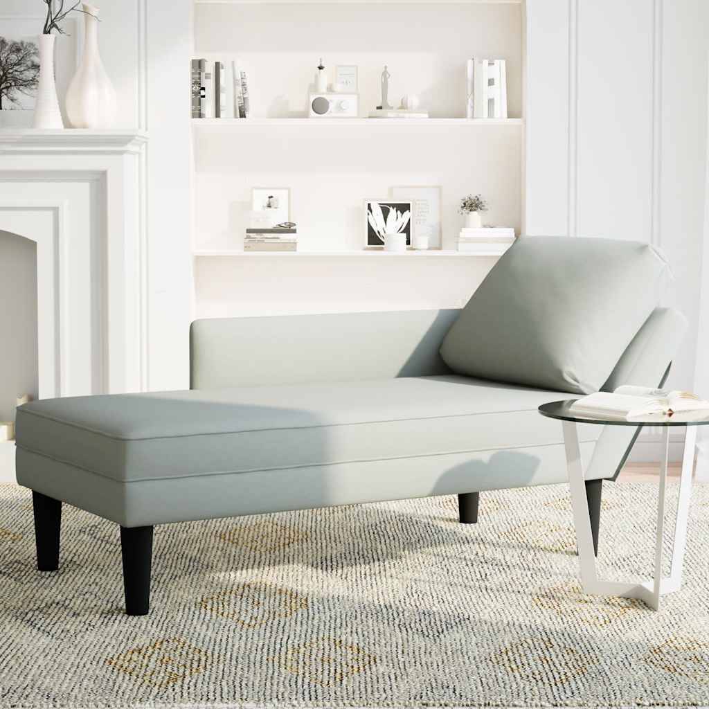 vidaXL Chaiselongue mit Kissen und Rechter Armlehne Hellgrau Samt