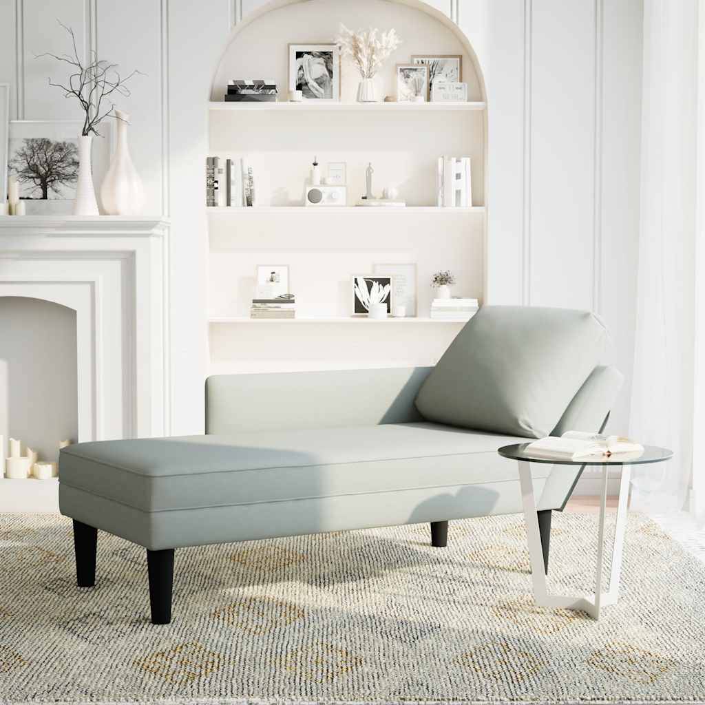vidaXL Chaiselongue mit Kissen und Rechter Armlehne Hellgrau Samt