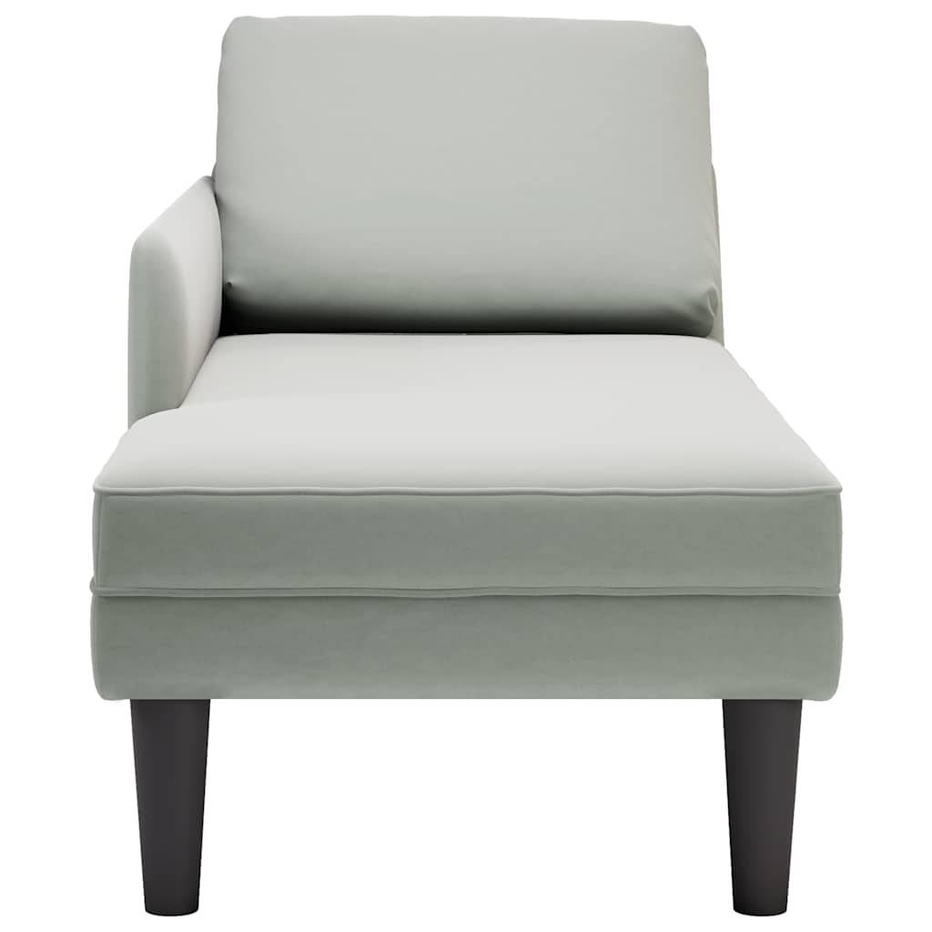 vidaXL Chaiselongue mit Kissen und Rechter Armlehne Hellgrau Samt