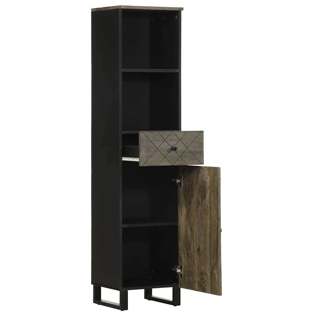 vidaXL Badschrank Schwarz 38x33x160 cm Massivholz Mango