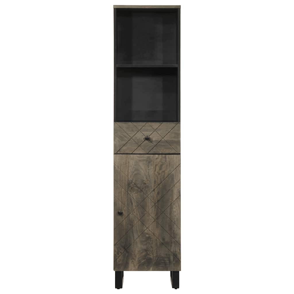 vidaXL Badschrank Schwarz 38x33x160 cm Massivholz Mango