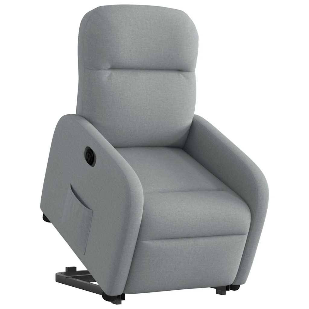 vidaXL Relaxsessel mit Aufstehhilfe Elektrisch Hellgrau Stoff