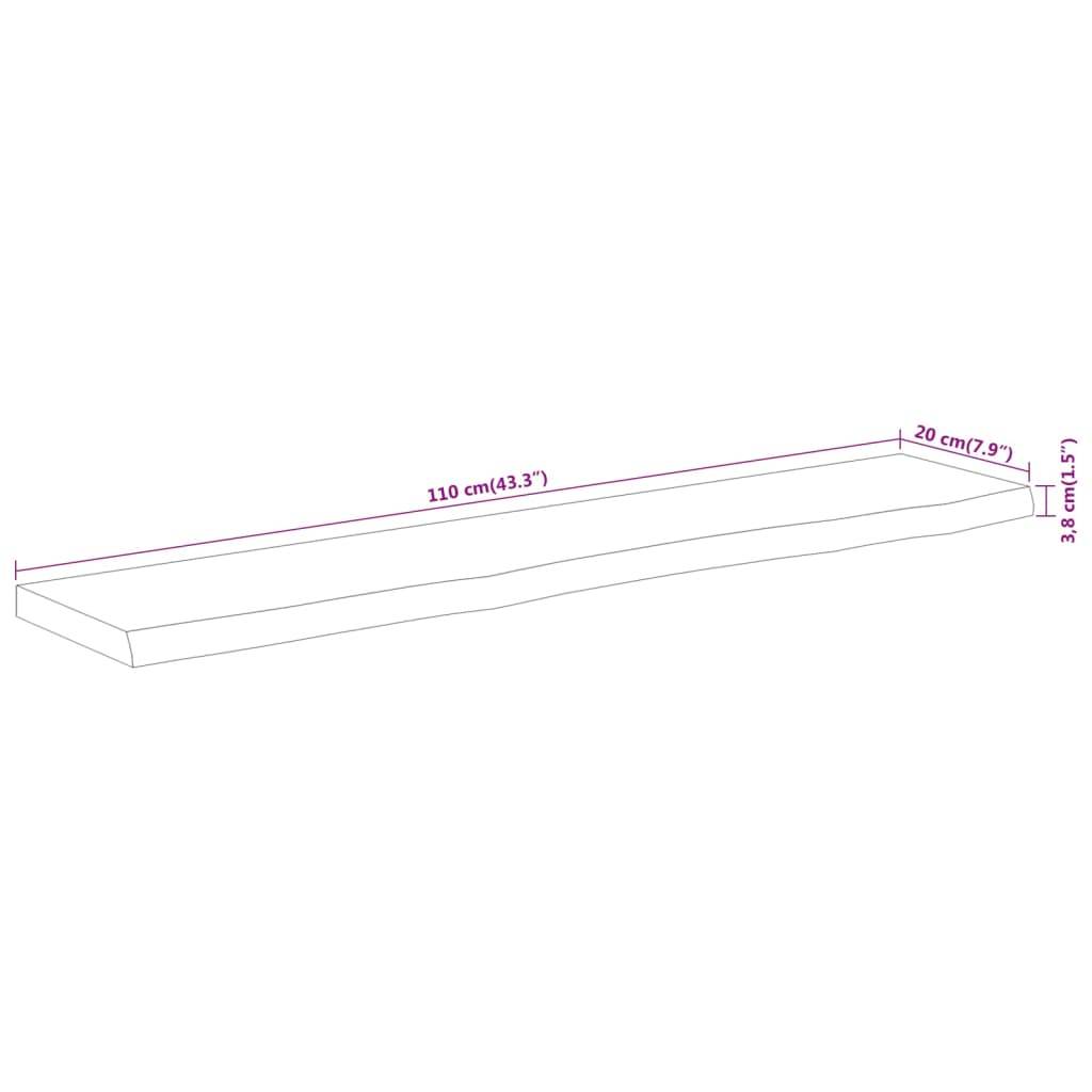 vidaXL Wandregal 110x20x3,8 cm Rechteckig Massivholz Akazie Baumkante
