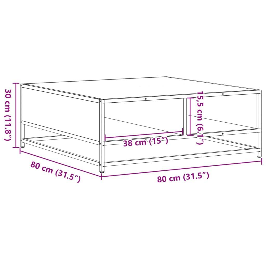 vidaXL Couchtisch Grau Sonoma 80x80x30 cm Holzwerkstoff und Metall