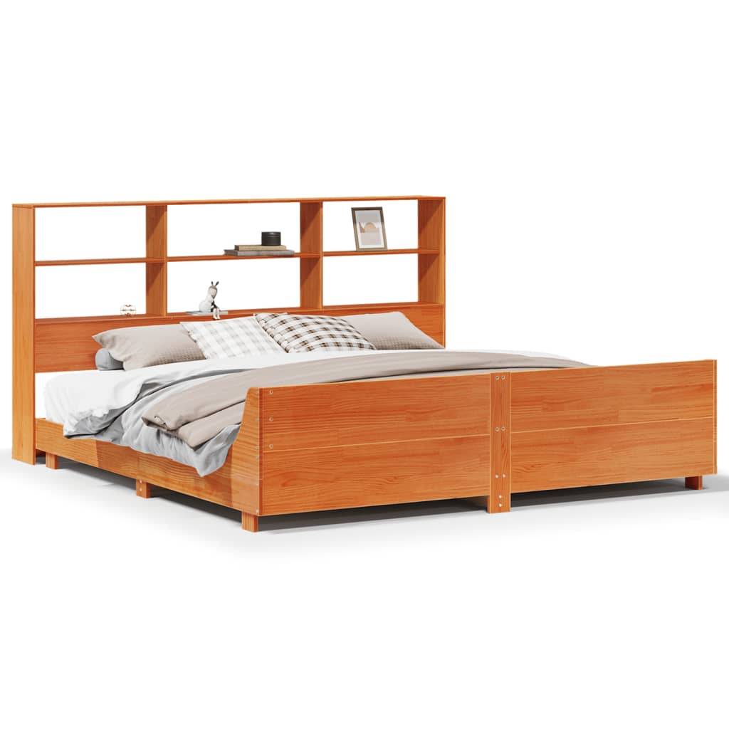 vidaXL Massivholzbett ohne Matratze Wachsbraun 180x200 Kiefernholz