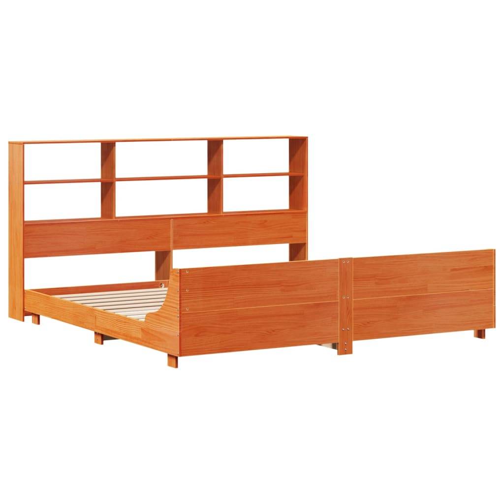vidaXL Massivholzbett ohne Matratze Wachsbraun 180x200 Kiefernholz