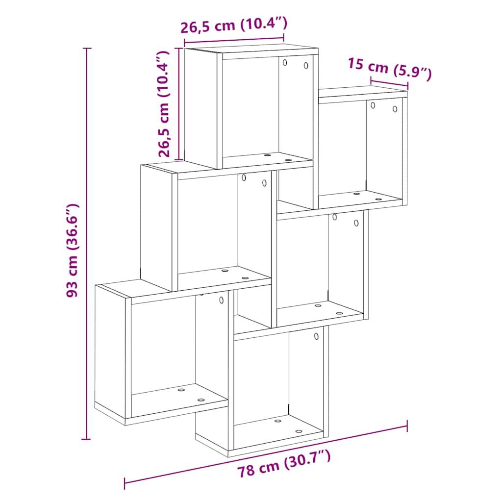 vidaXL Würfelregal Artisan-Eiche 78x15x93 cm Holzwerkstoff