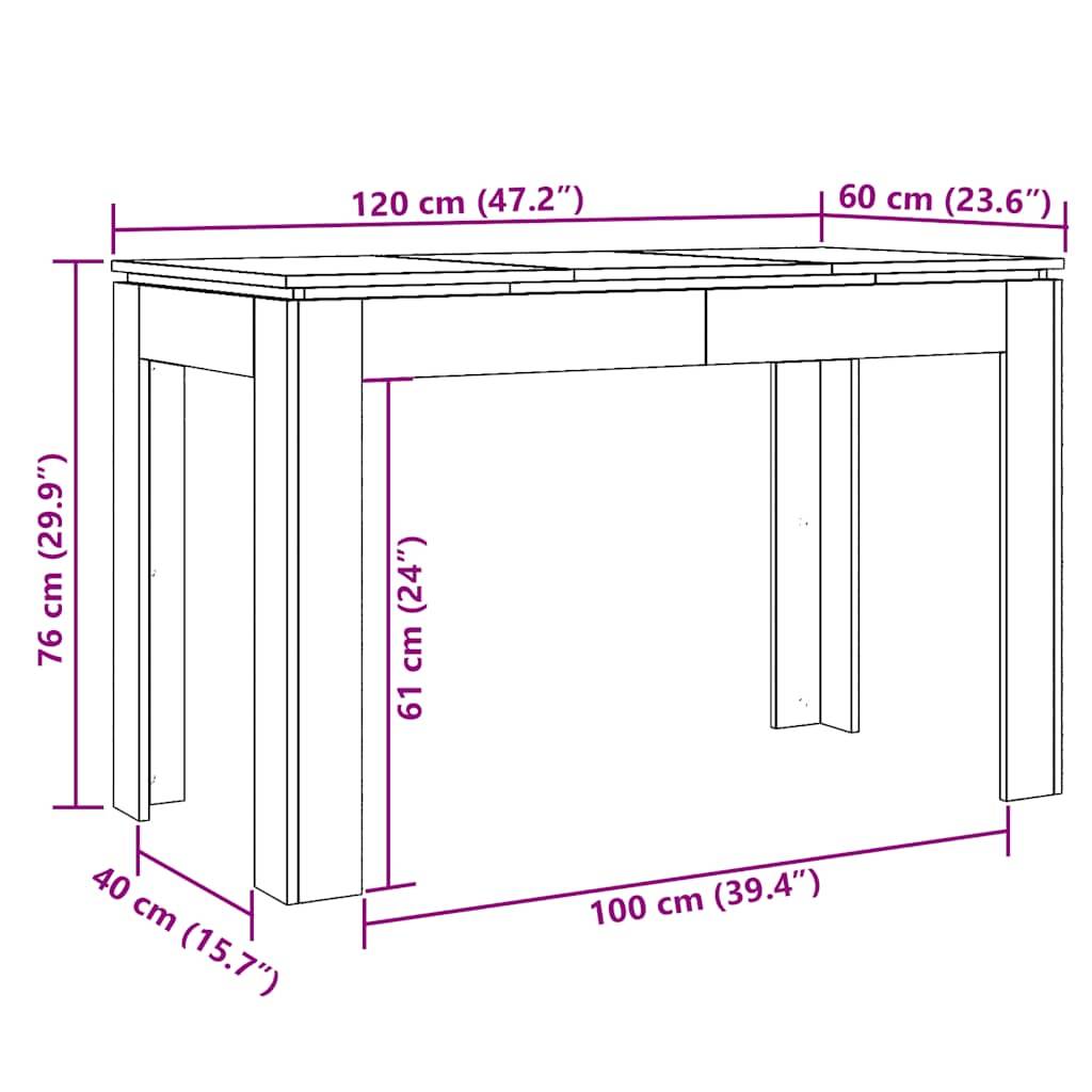 vidaXL Esstisch Altholz-Optik 120x60x76 cm Holzwerkstoff