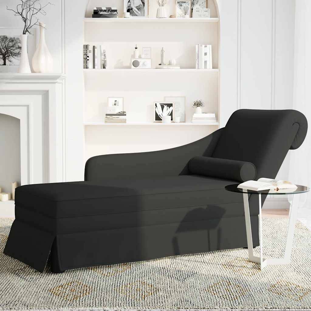vidaXL Chaiselongue mit Nackenrolle und Rechter Armlehne Schwarz Samt