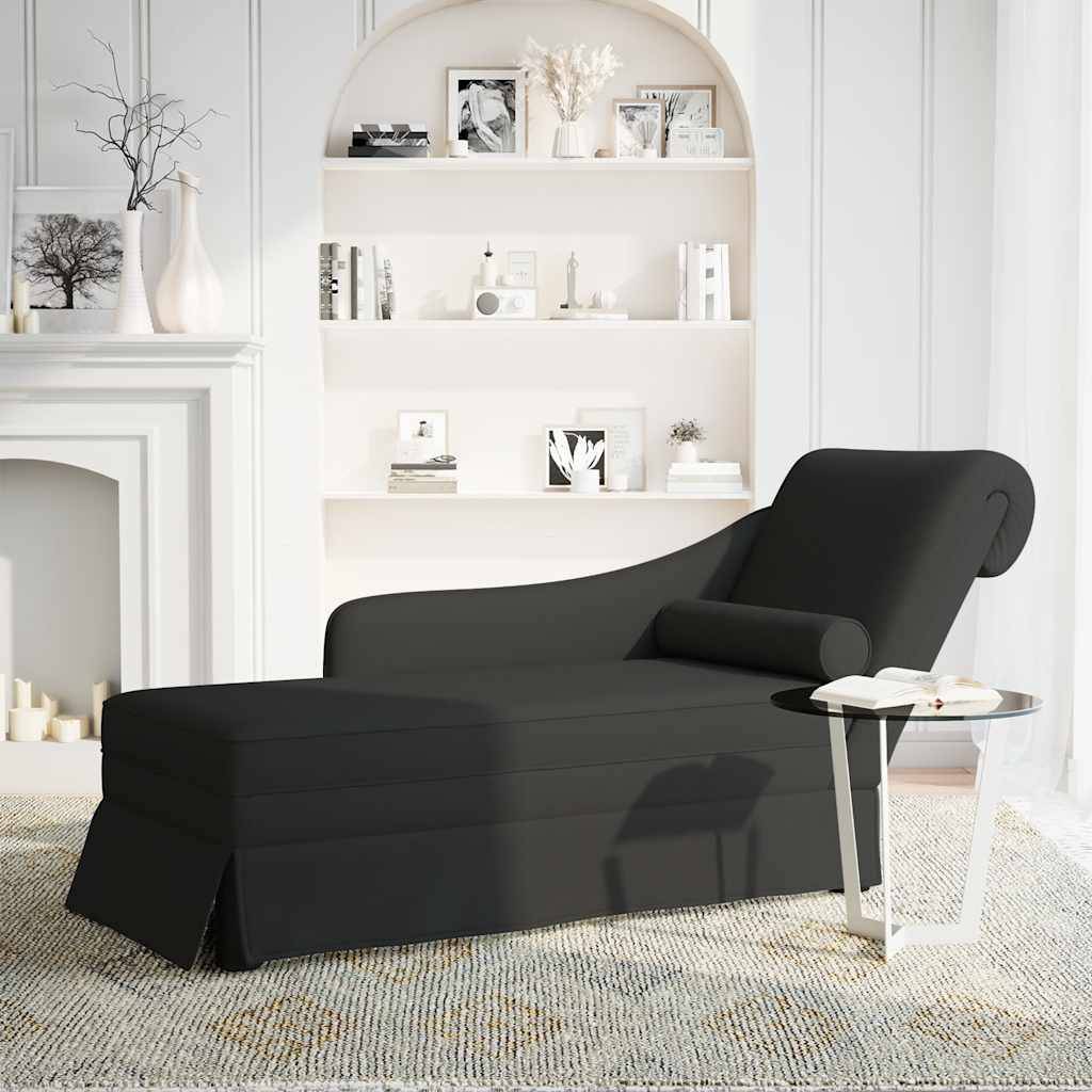 vidaXL Chaiselongue mit Nackenrolle und Rechter Armlehne Schwarz Samt