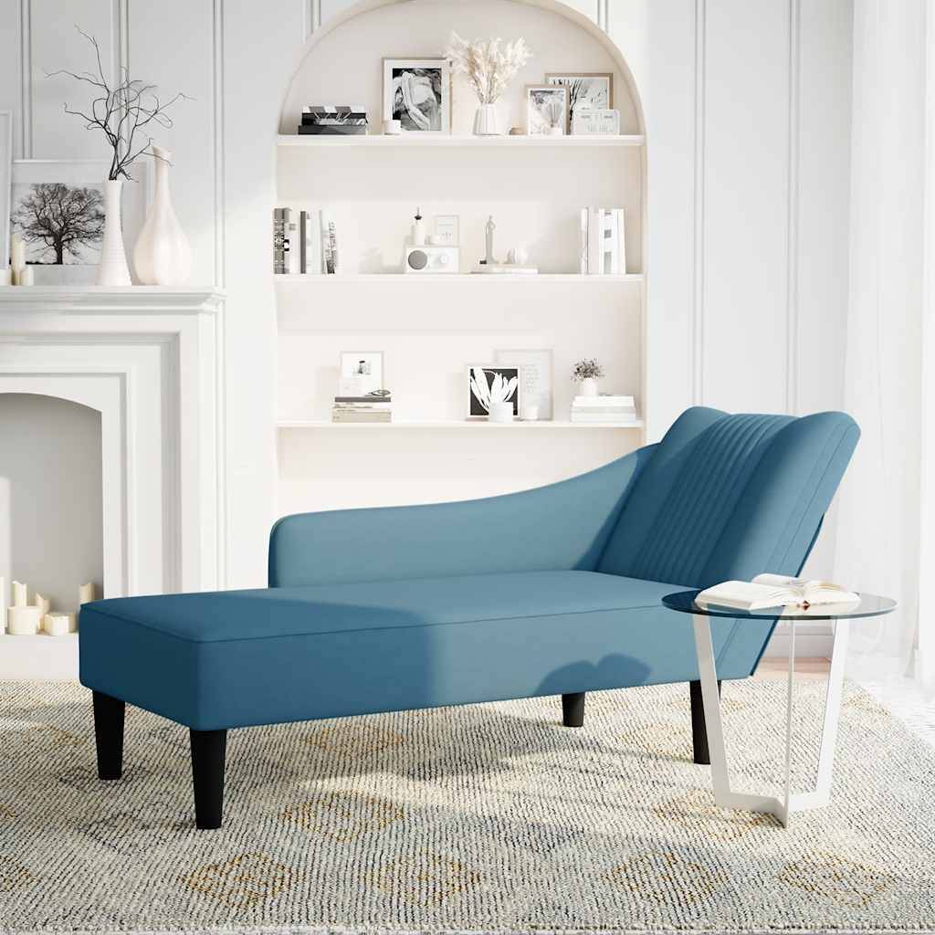 vidaXL Chaiselongue mit Rechter Armlehne Blau Samt