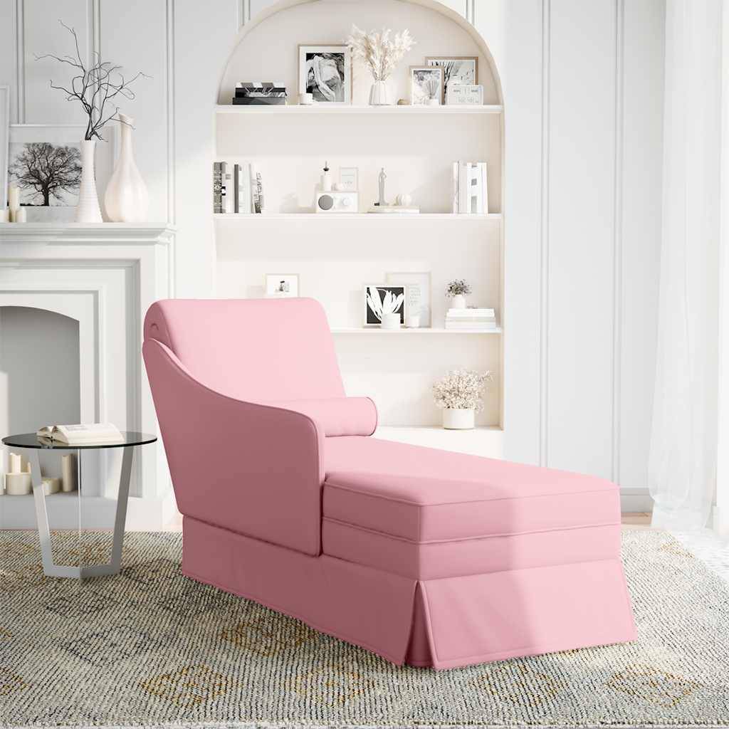 vidaXL Chaiselongue mit Nackenrolle und Rechter Armlehne Rosa Samt