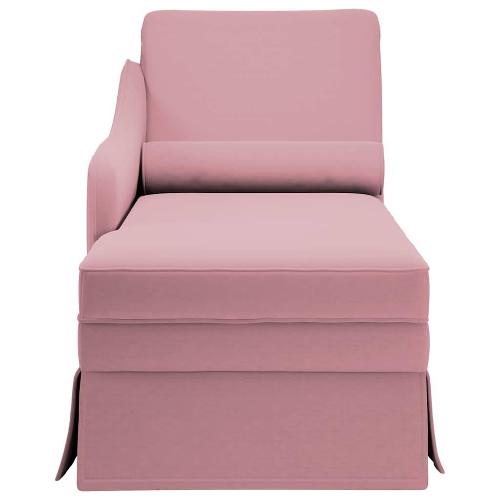 vidaXL Chaiselongue mit Nackenrolle und Rechter Armlehne Rosa Samt