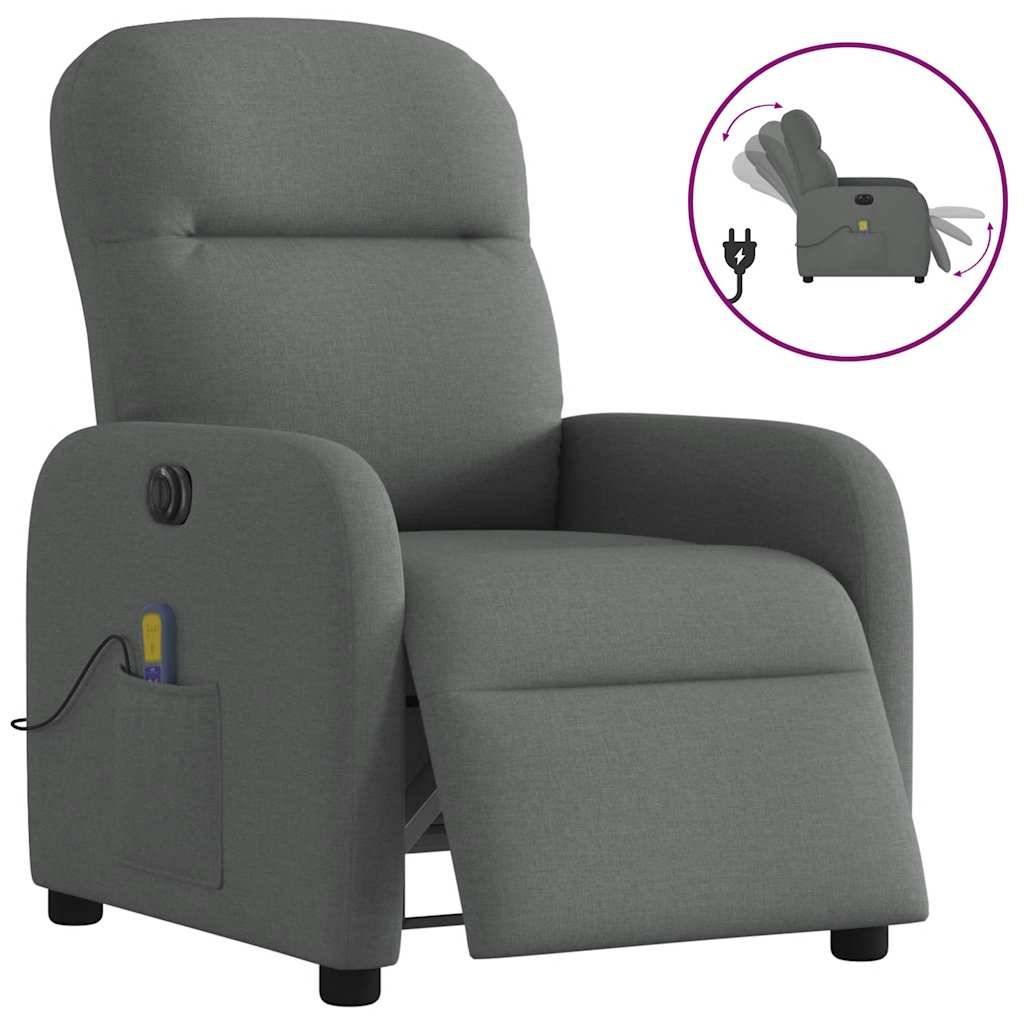 vidaXL Massagesessel Elektrisch Dunkelgrau Stoff